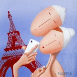 Tour Eiffel - Selfie Couple, 2015, Huile sur toile (25x25cm)